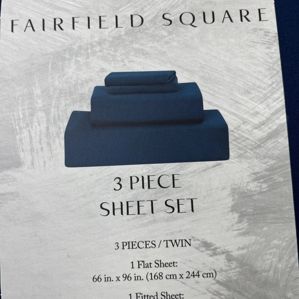 Fairfield Square 3 Piece TWIN Microfiber Sheet‎ Set Navy NEW